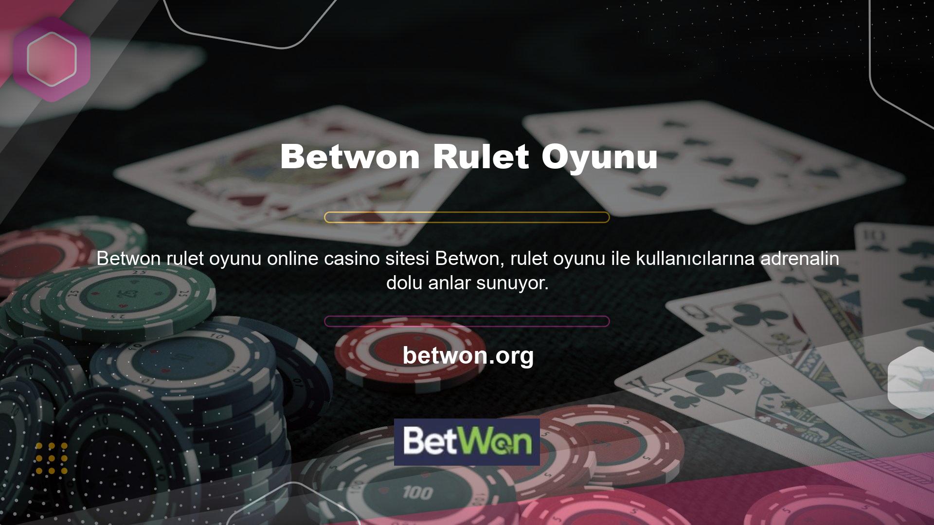 Betwon Rulet Oyununda Yeni Üye İndirimi Rulet, özel arayüzü ve özel bonus özellikleri bulunan masalarda oynanır